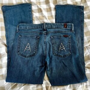 7 For all Mankind Medium Blue Hipster Denim Jeans.